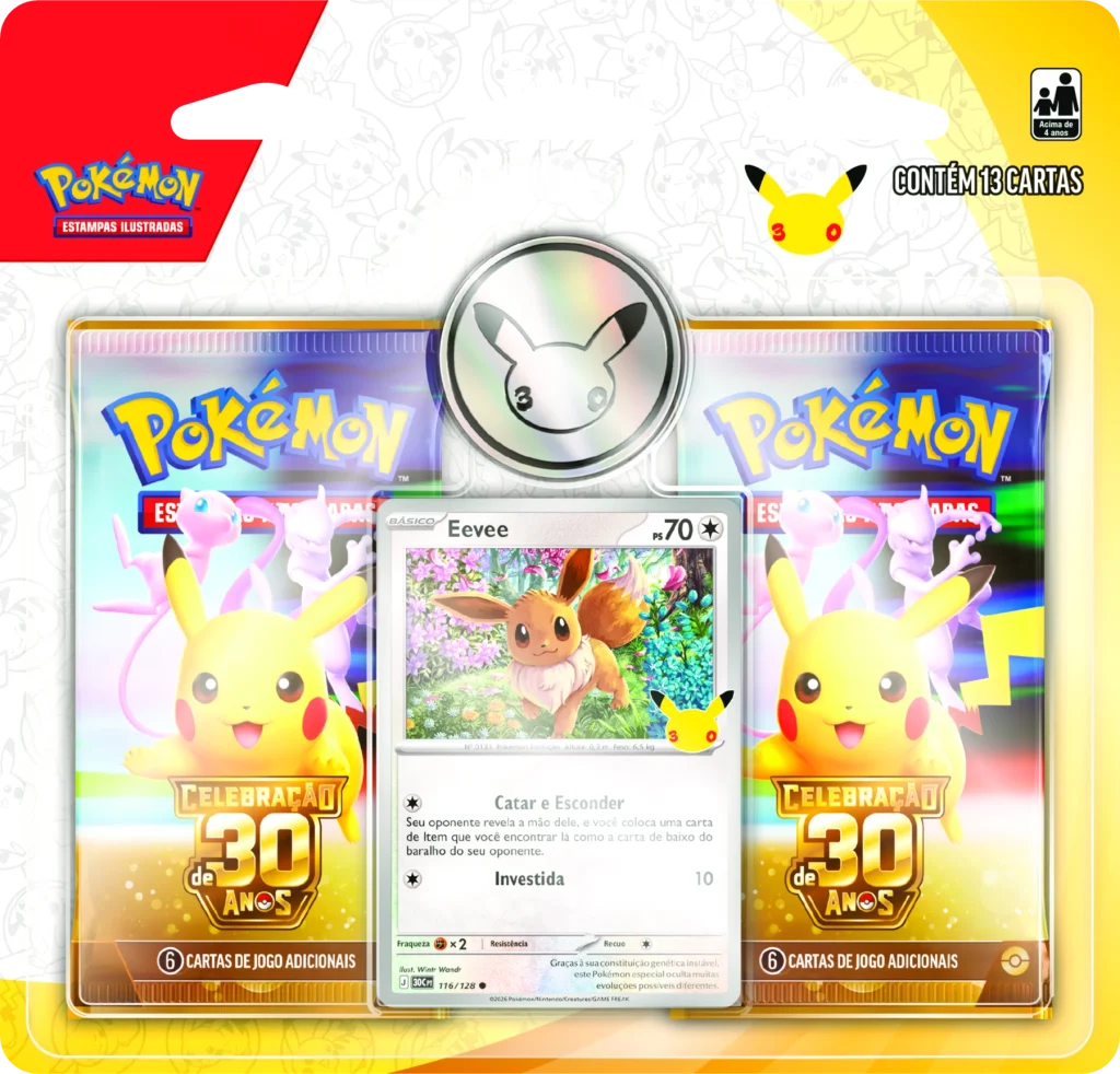 Pokémon TCG — Celebração 30 Anos: Blister Duplo com Moeda